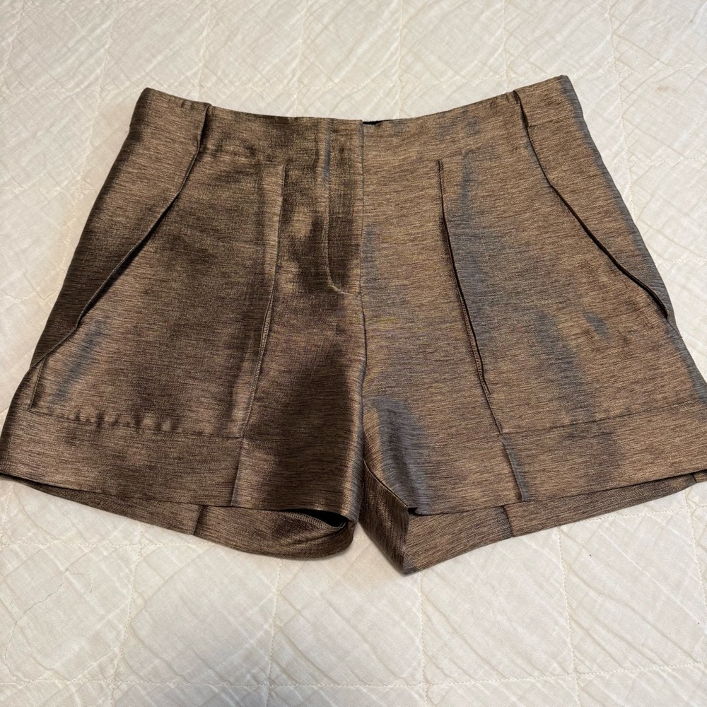 The Kooples Shimmering Brown High Waist Shorts
